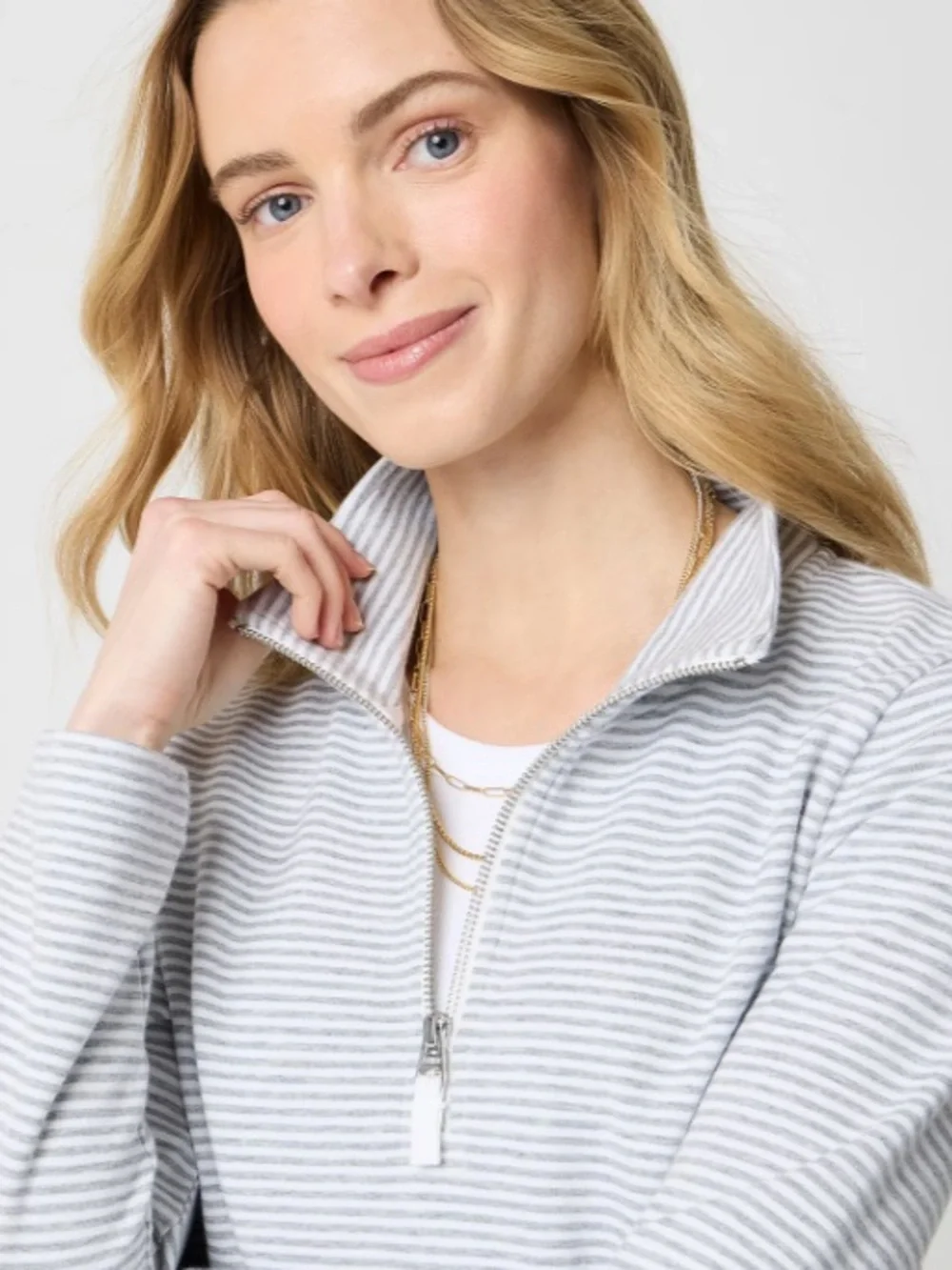 J crew Striped terry half-zip pullover